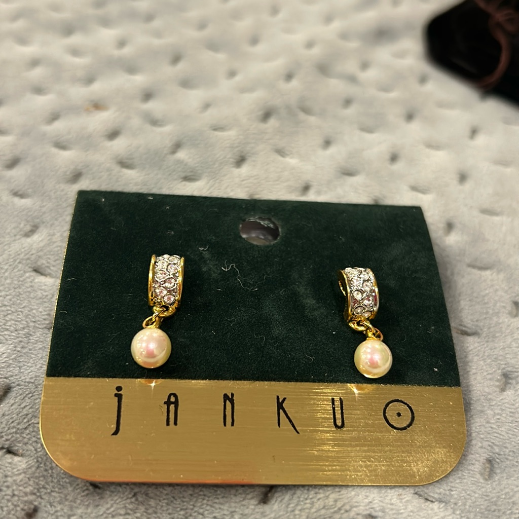 Small Designer Hoops With Round Pearl Drop Earrings-Boutique